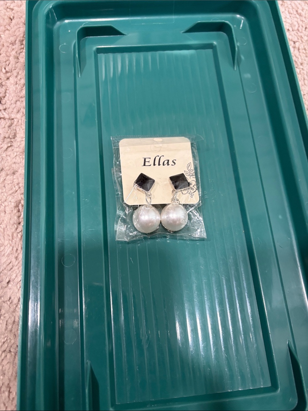 Ellas Pearl Drop Earrings with Black Studs